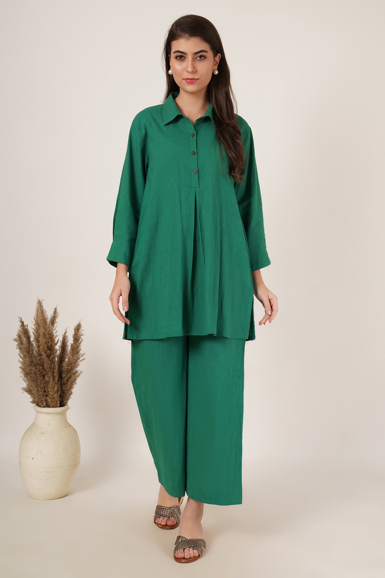 Emerald Green Tunic Co-Ord Set Of 2